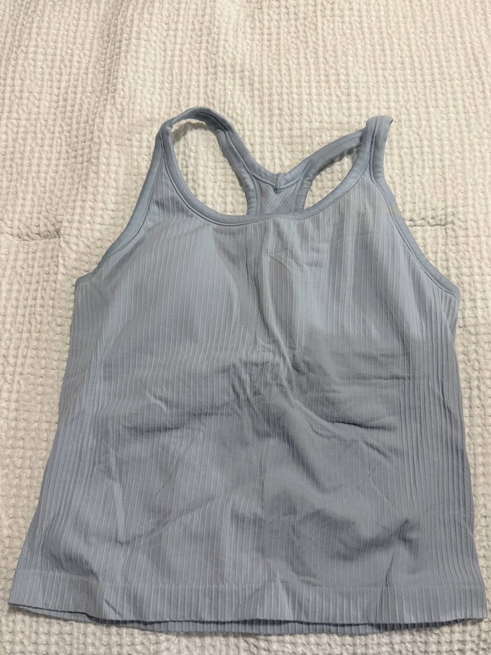 Women’s Ribbed Light Blue Racerback Tank Top